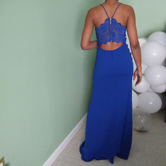 Women's B darlin royal sleeveless long dress - Picture 4 of 12